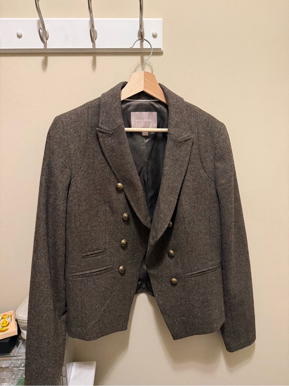 Banana Republic Brown Tweed Double-Breasted Blazer